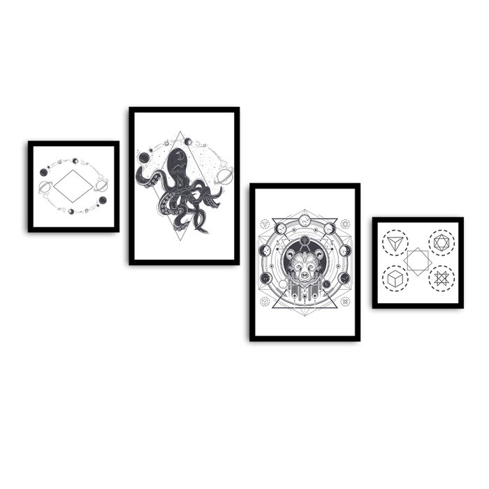 Wallity Cuadro Decorativo de 4 Piezas en MDF y PVC Multicolor